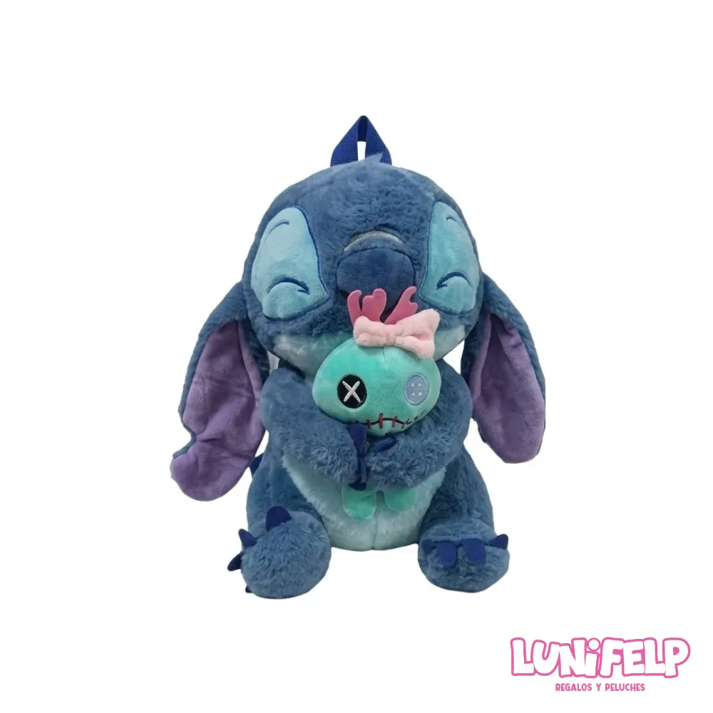Morral Infantil de Peluche 3D Stitch y Angel con Muñeco Scrump - Imagen 5