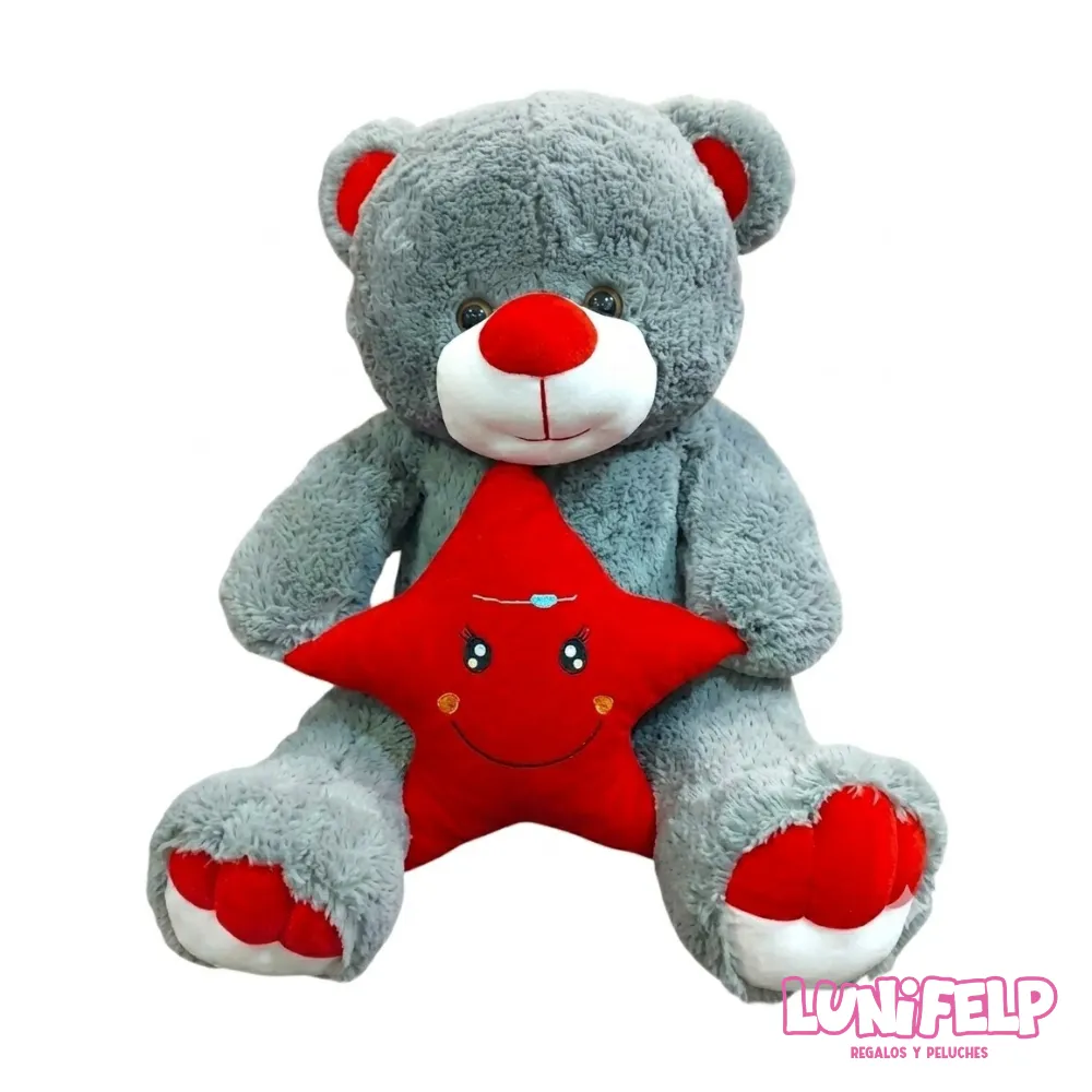 Peluche Oso Gigante Gris con Estrella 100 cm