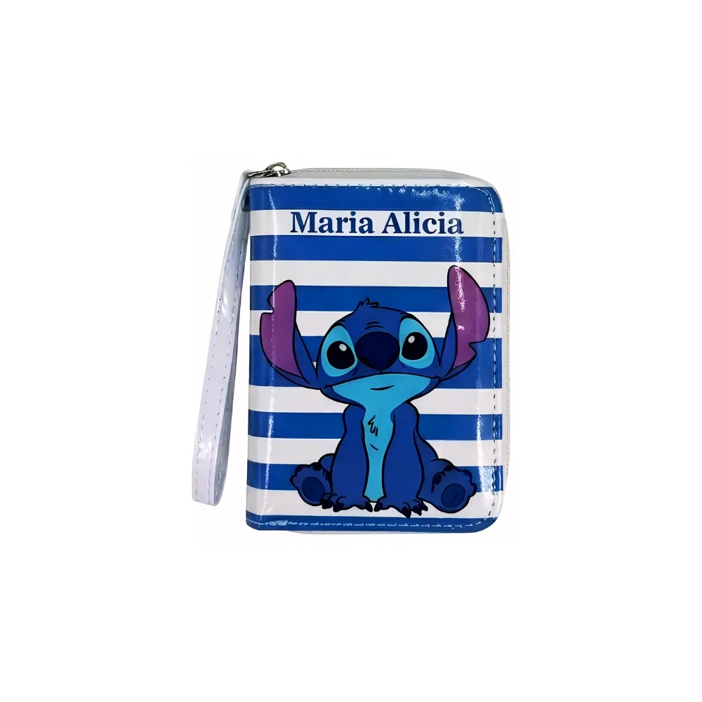 Cartera Billetera Stitch con Cremallera y Asa de Mano Kawaii - Imagen 3