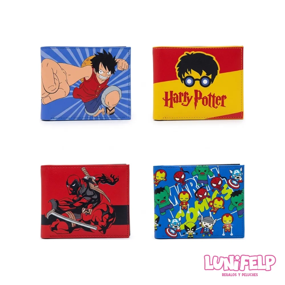 Billeteras de Mario Bros, Harry Potter, Goku y Marvel