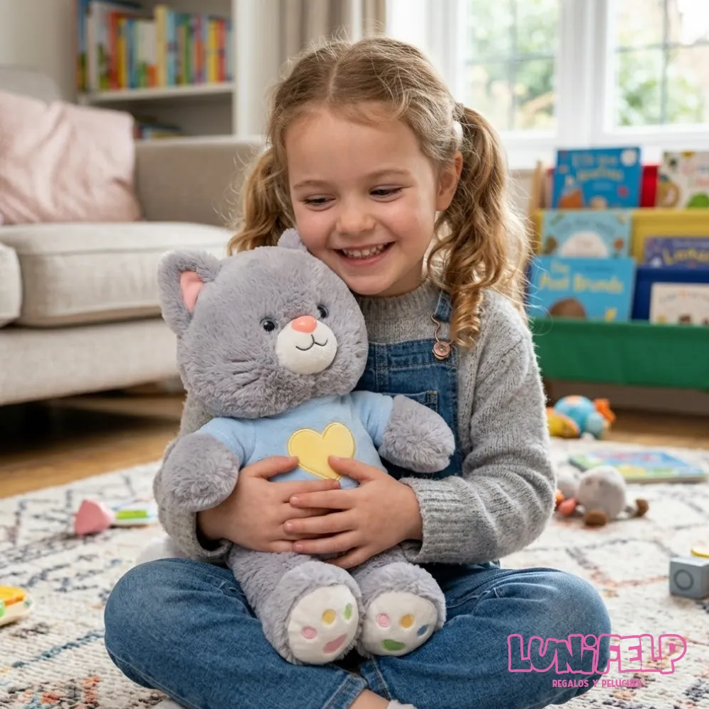 Gatito de Peluche con Camiseta "My Love" - 33 cm - Imagen 5