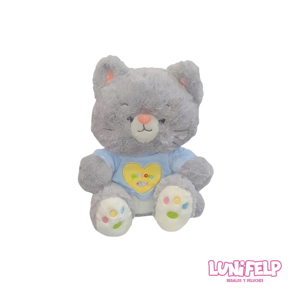 Gatito de Peluche con Camiseta "My Love" - 33 cm - Imagen 2