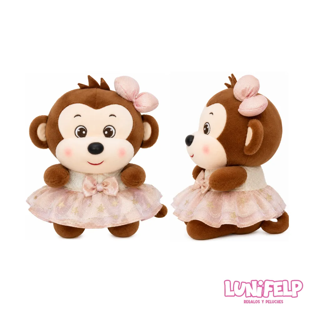 Changuita de Peluche con Vestido Rosa - 22 cm - Imagen 4