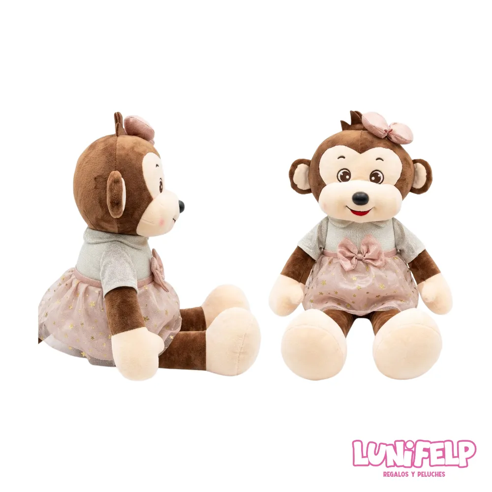 Peluche Monita con Vestido y Moño 30 cm - Imagen 4