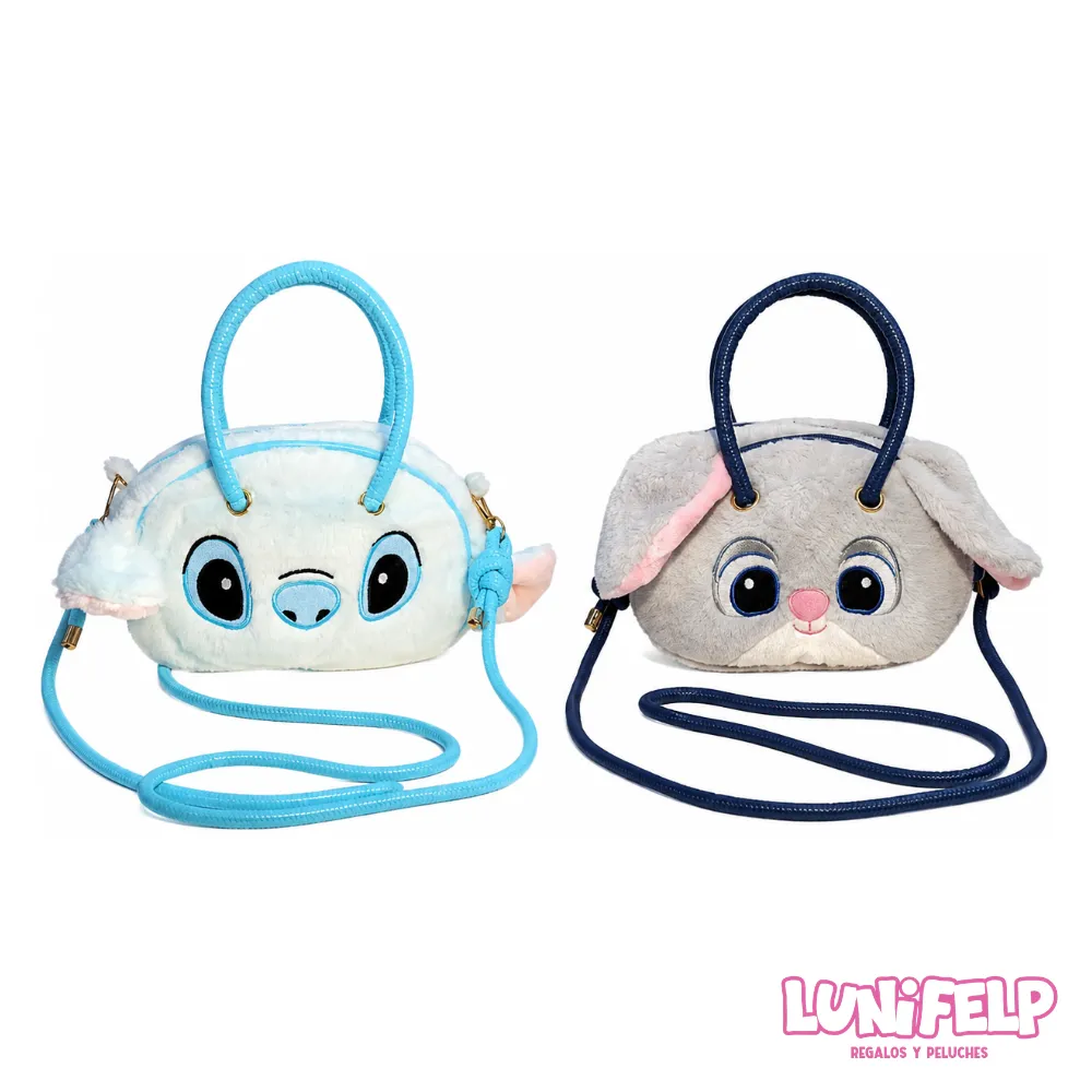 Bolso Bandolera de Peluche Personajes 3D - Stitch y Judy Hopps (Zootopia)