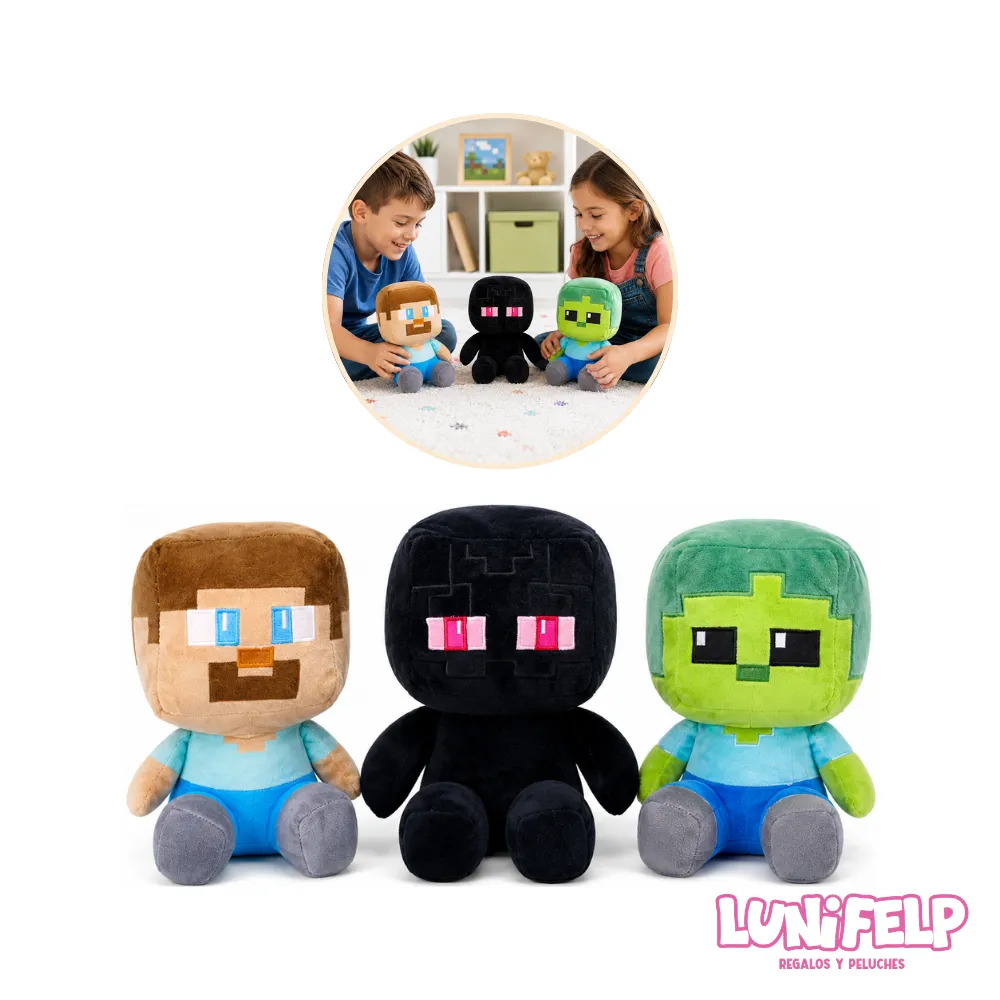 Peluche Minecraft 25 cm Personajes Creeper, Enderman y Steve - Imagen 2