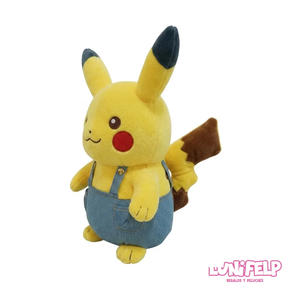 Peluche Pikachu 45 cm Original Diseño Tierno en Overol Azul
