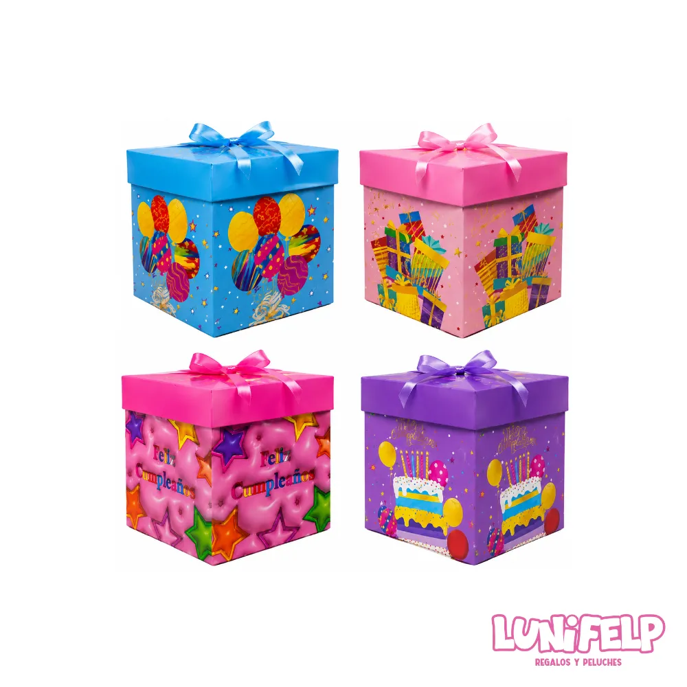 Caja de Regalo Feliz Cumpleaños Cubo 15x15 cm