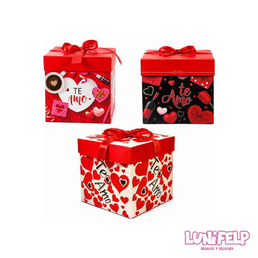 Caja de Regalo Romántica Te Amo Cubo 15x15 cm