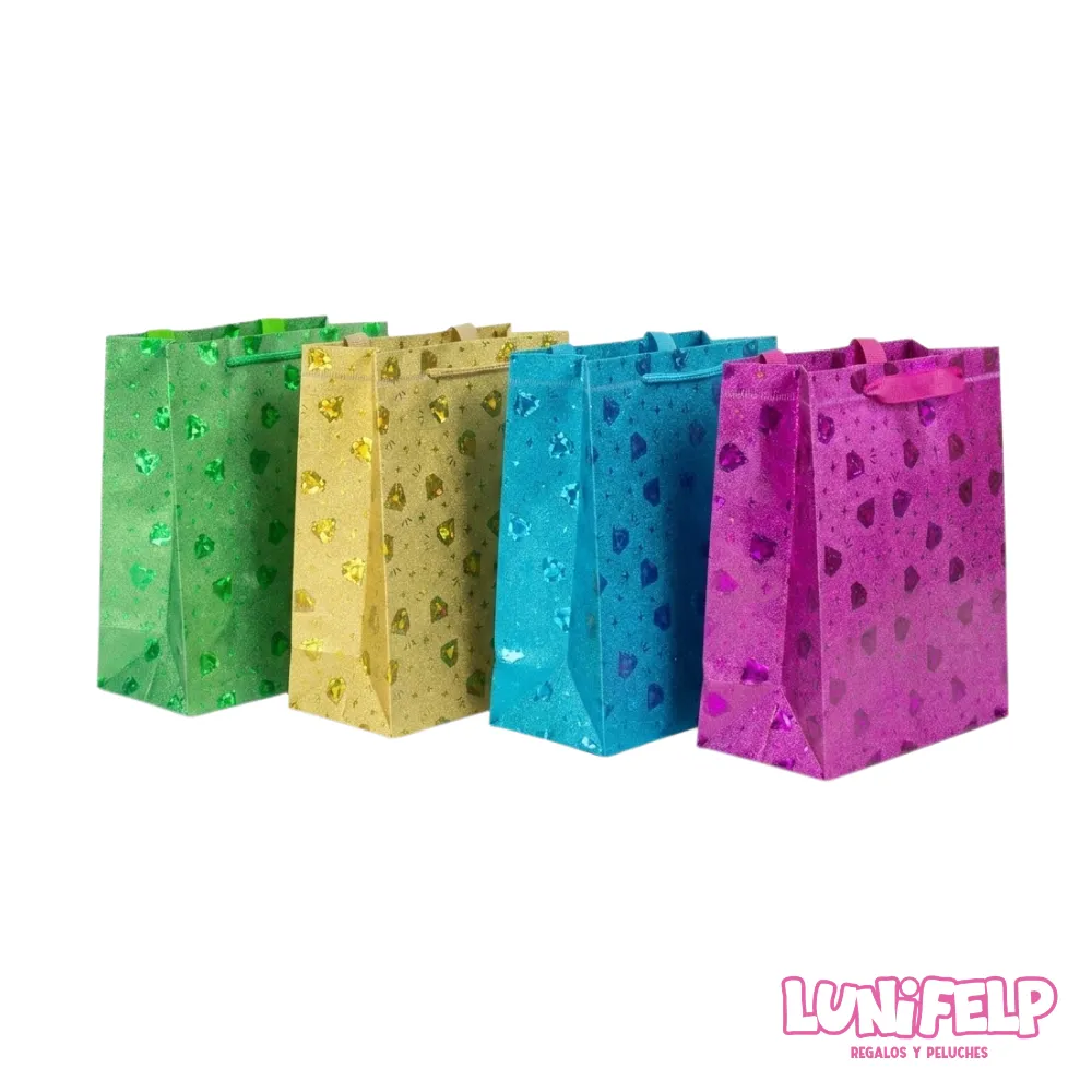 Bolsas de Regalo Metalizadas Holográficas 30x26x8 cm