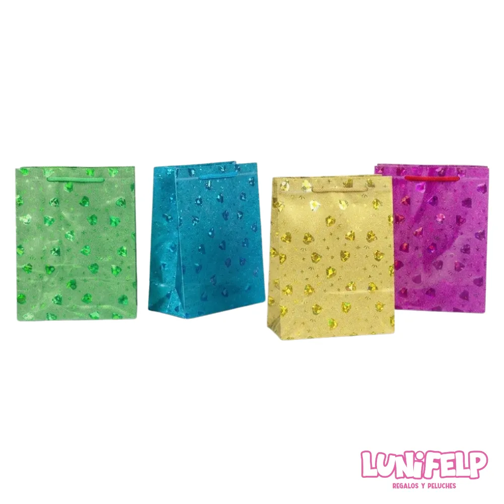 Bolsas de Regalo Metalizadas Holográficas Grandes 36x30x10 cm