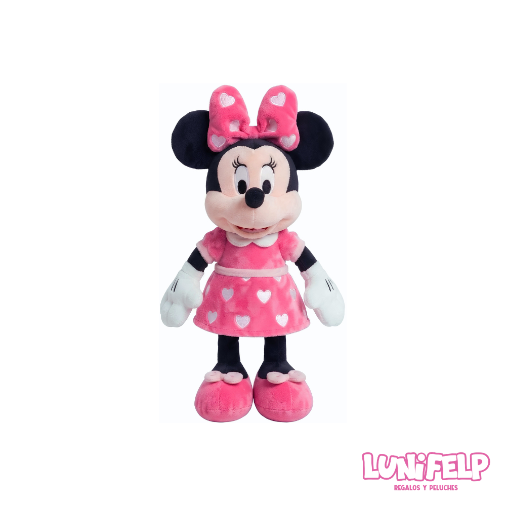 Peluche Minnie Mouse 50 cm con Vestido de Corazones