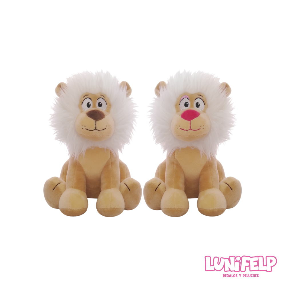 Peluche León Melena Blanca 25 cm