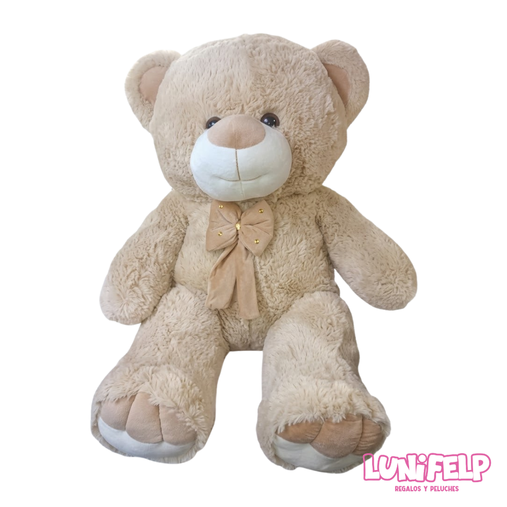 Oso de Peluche Gigante 100 cm Beige con Moño Elegante