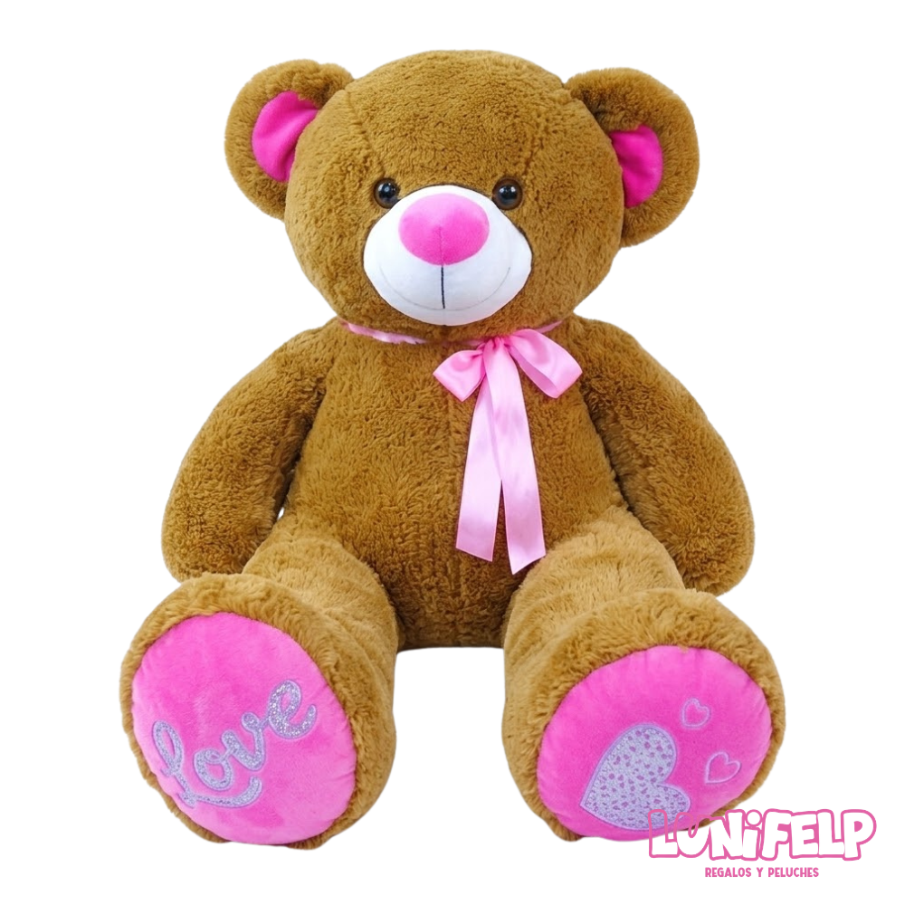 Oso de Peluche Gigante 1.30 m con Moño Rosado