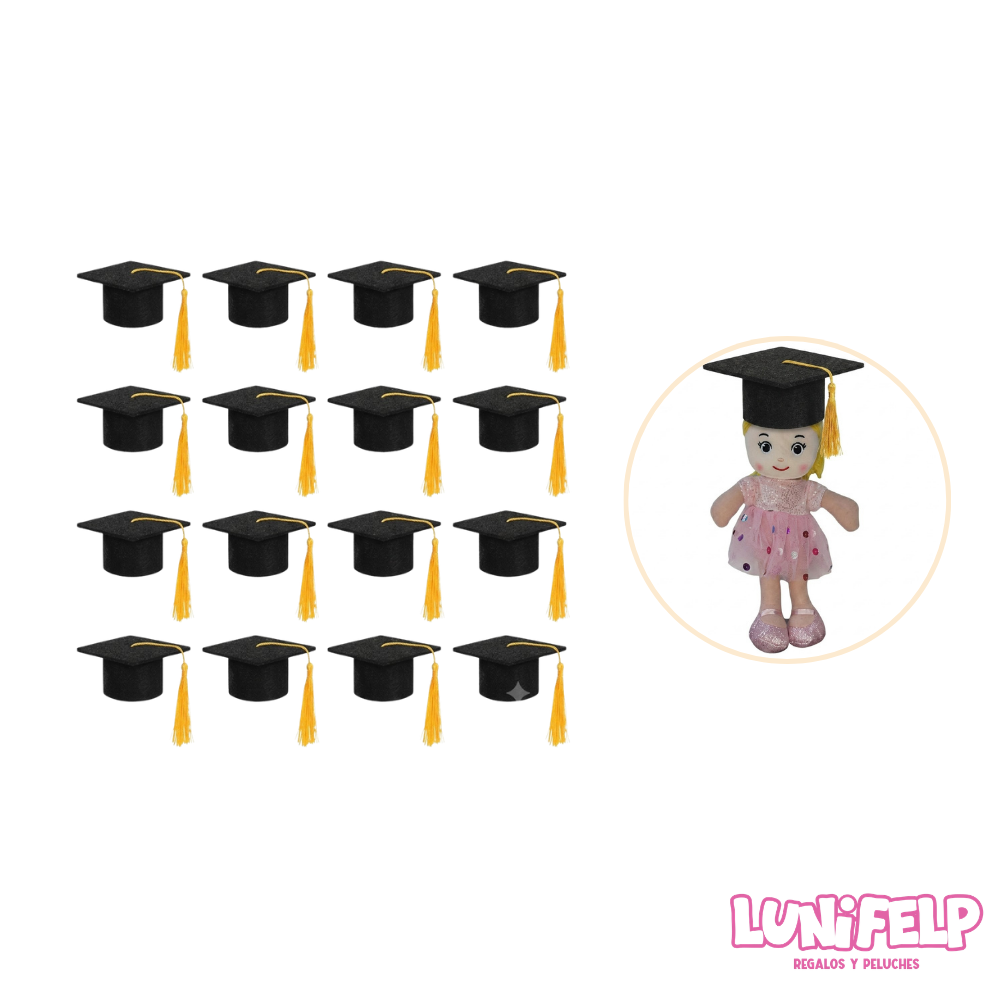 Mini Birretes de Graduación 5x5 cm - Paquete x12 - Imagen 2