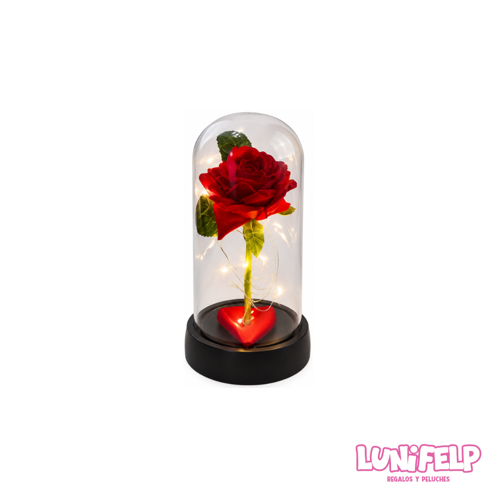 Rosa Eterna en Cúpula con Luces LED 16 cm