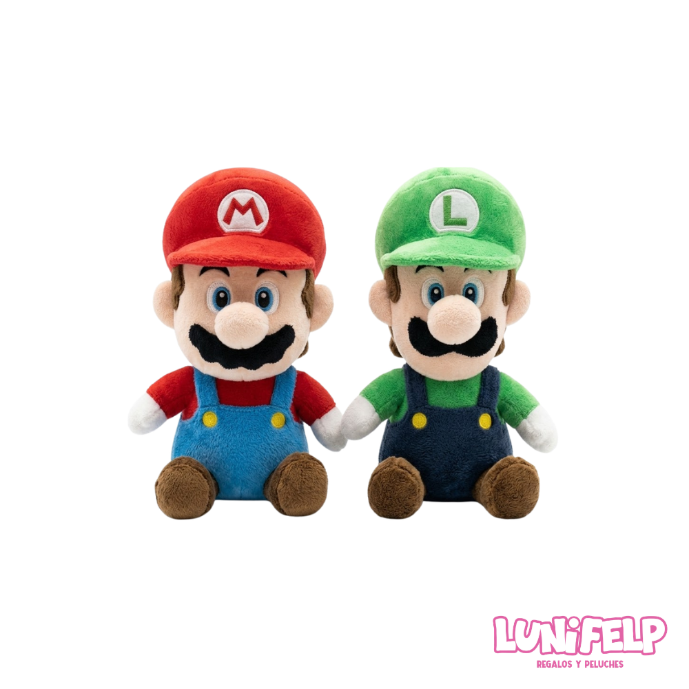 Peluche Mario o Luigi 25 cm - Super Mario Bros